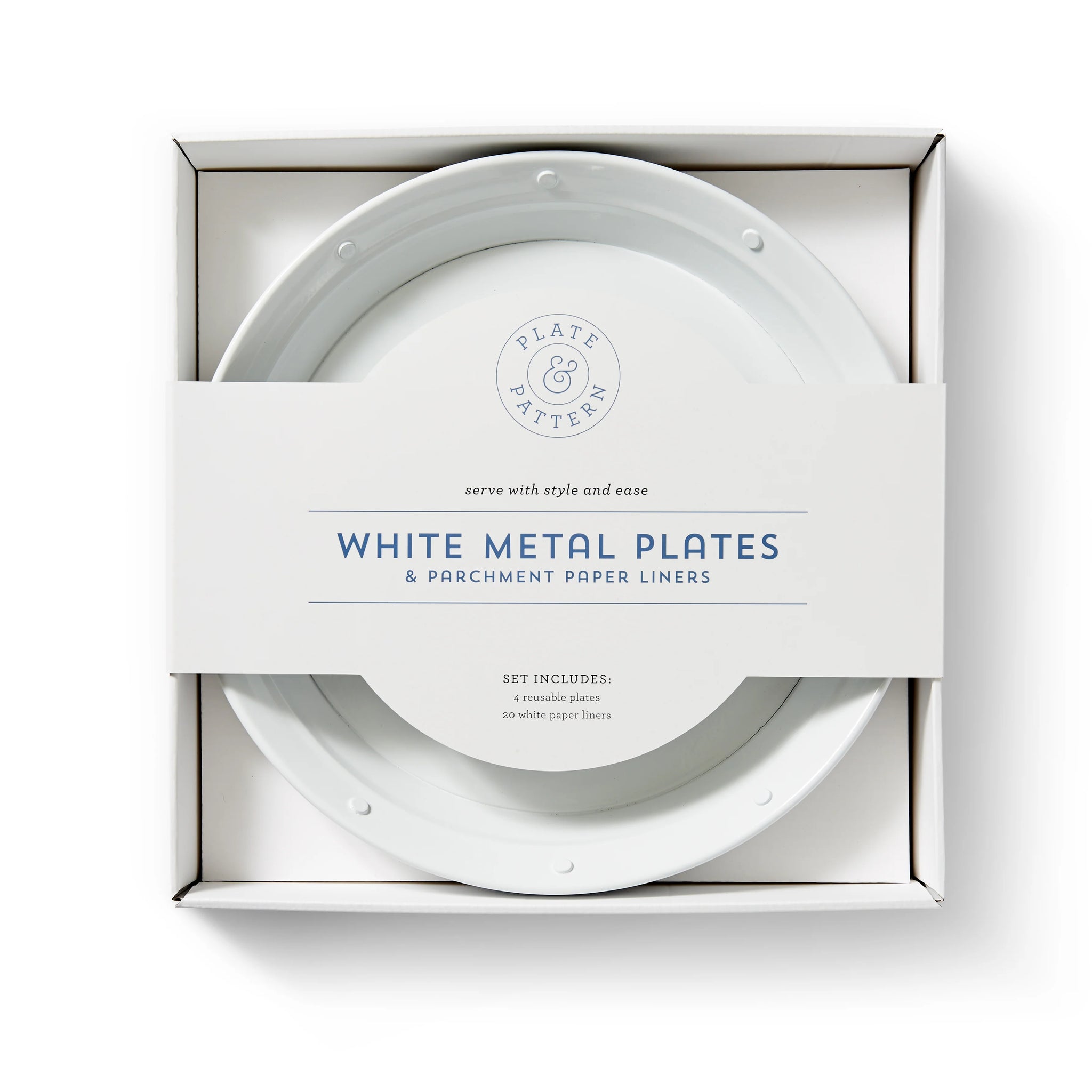 Plate & Pattern White Metal Plates