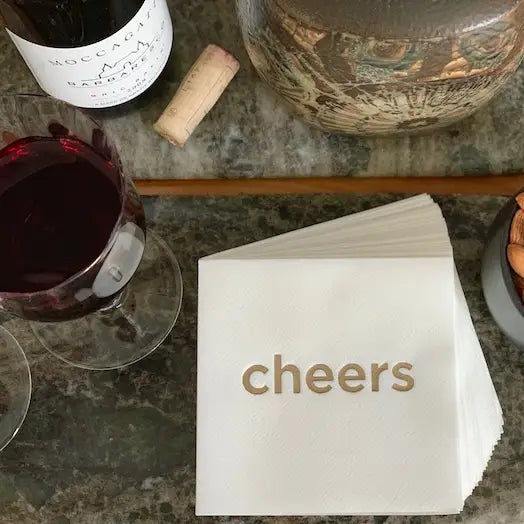 Lined Design Cheers Cloth-Like Cocktail Napkins