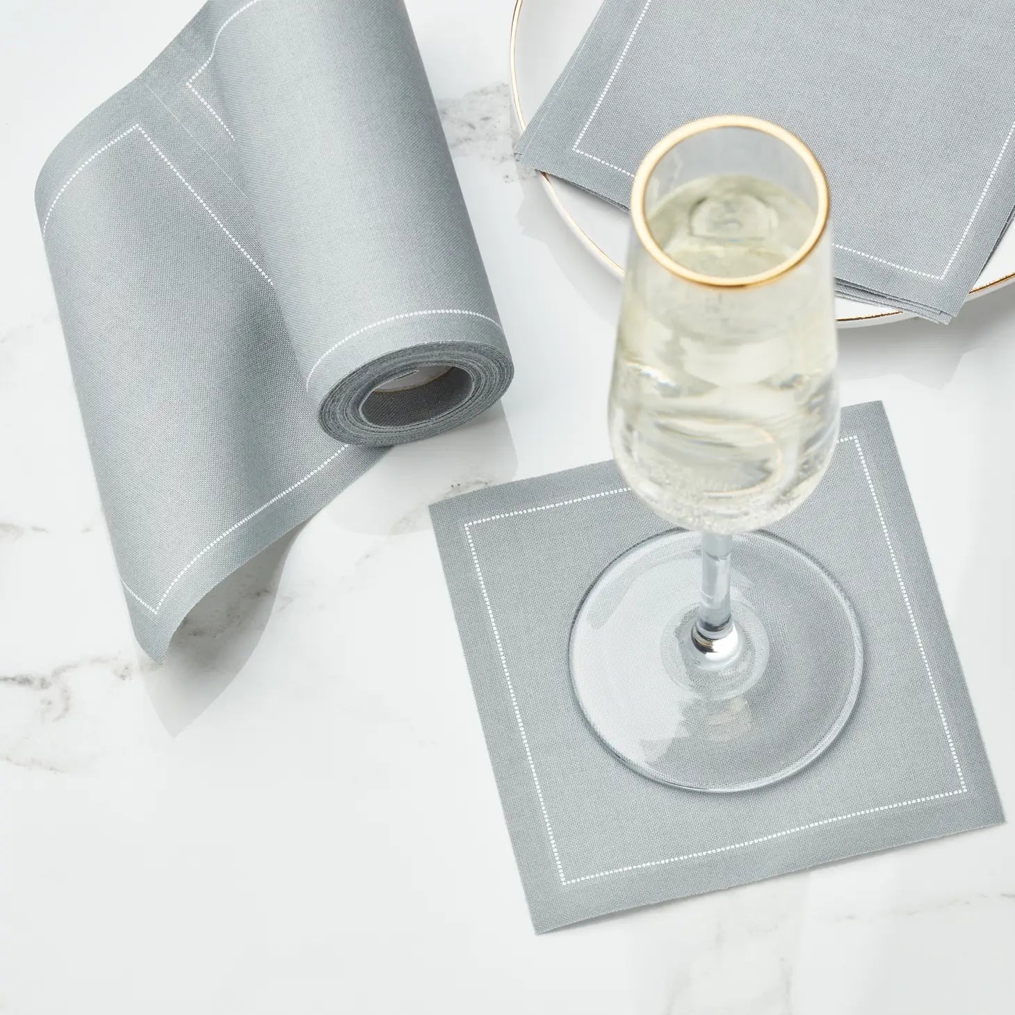 My Drap Grey Cotton Cocktail Napkins