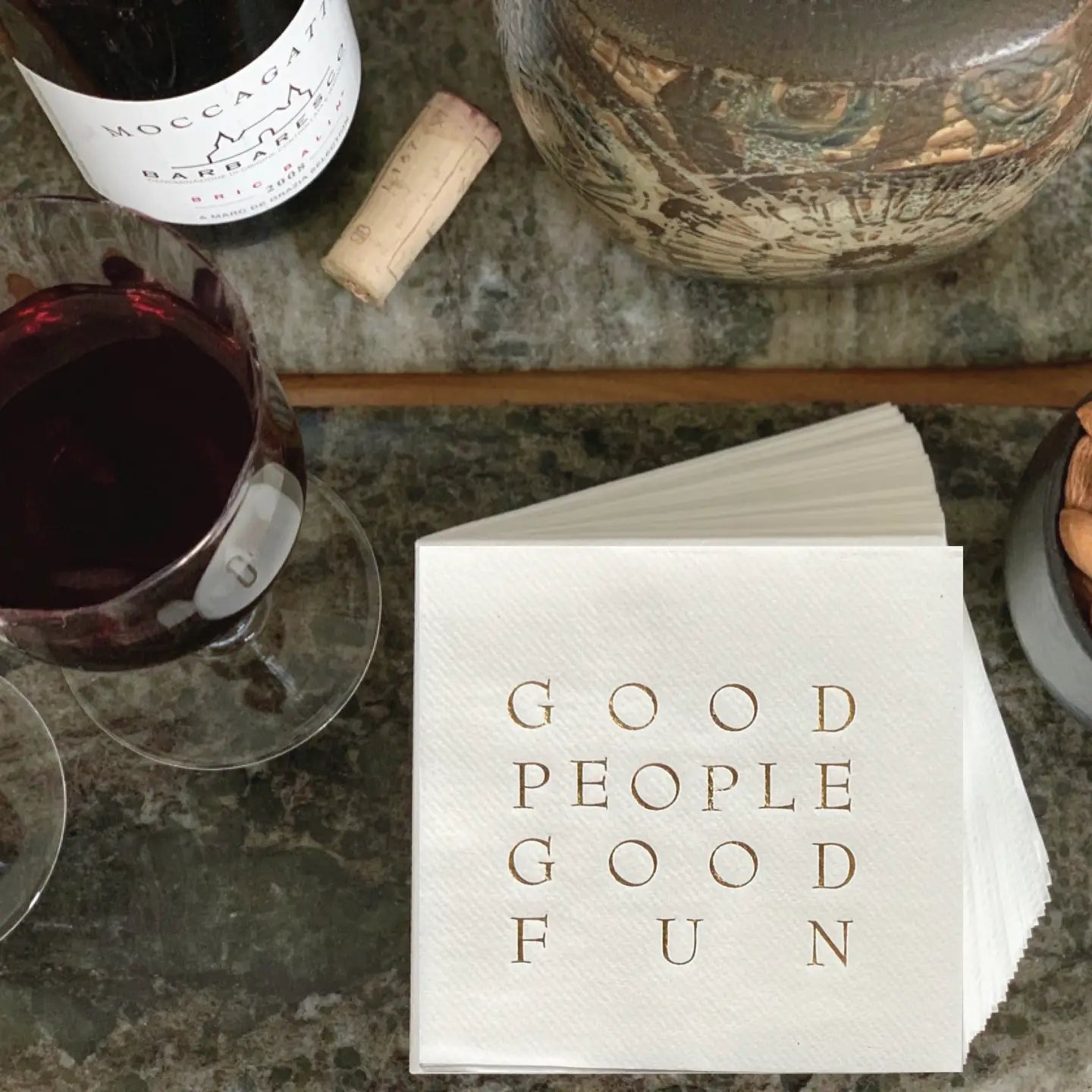 Lined Design Good People Cloth-Like Cocktail Napkins