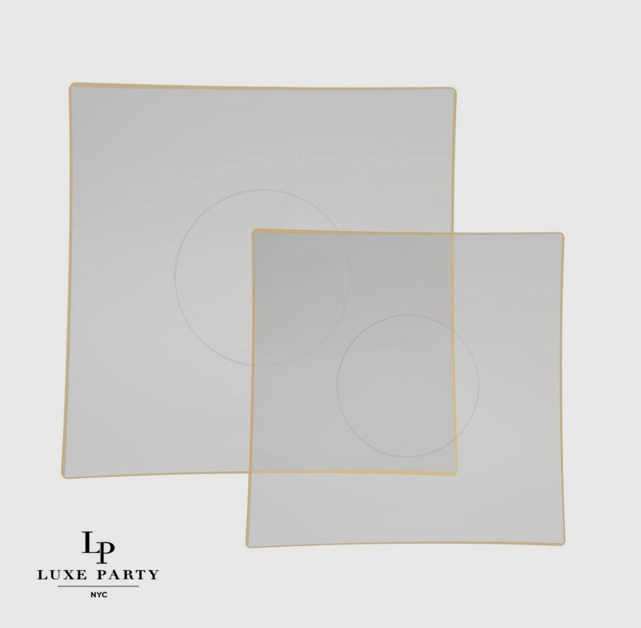 Luxe Party Square Clear & Gold Dinner Plates