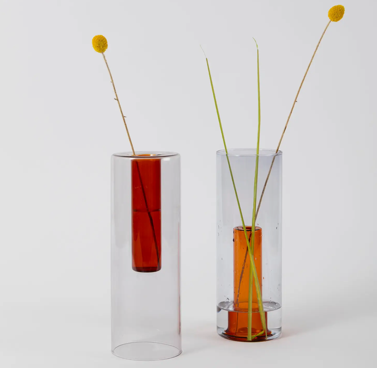 Block Design Grey & Orange Reversible Large Vase