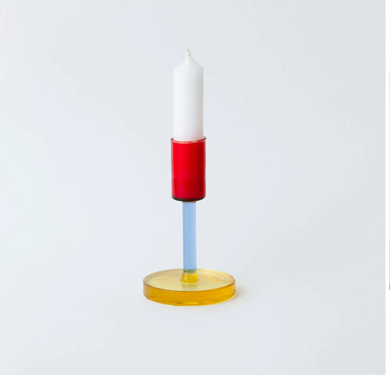 Block Design Red, Blue, Yellow Candlestick