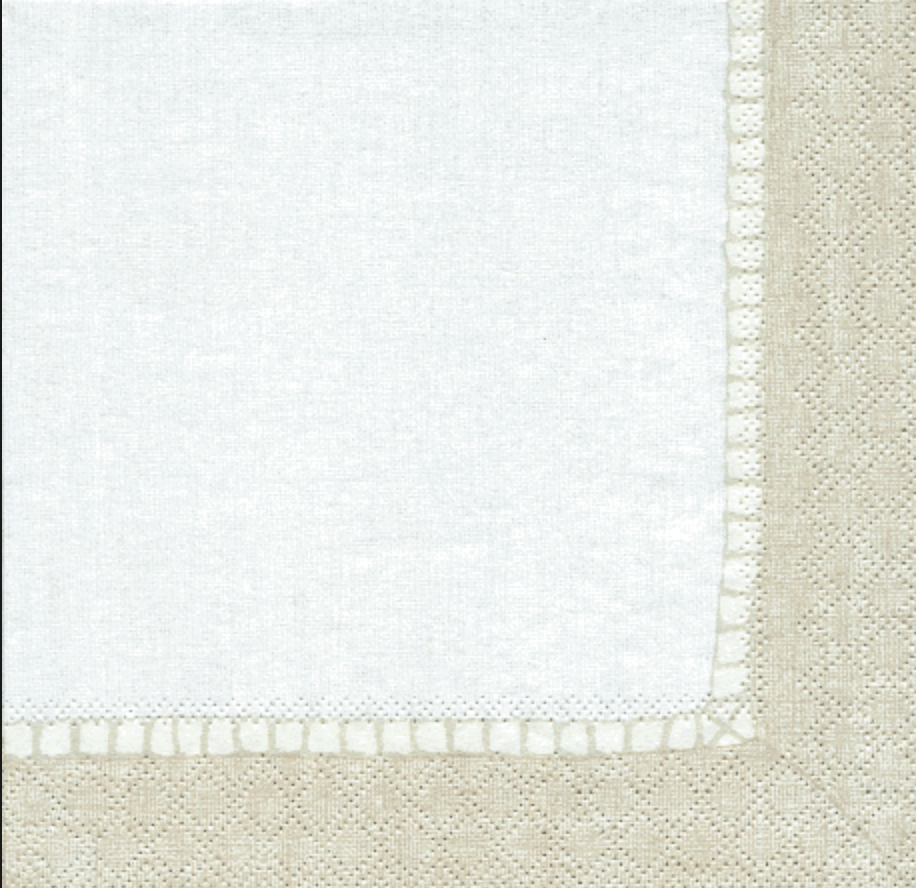 Caspari Linen Border Natural Luncheon Napkins