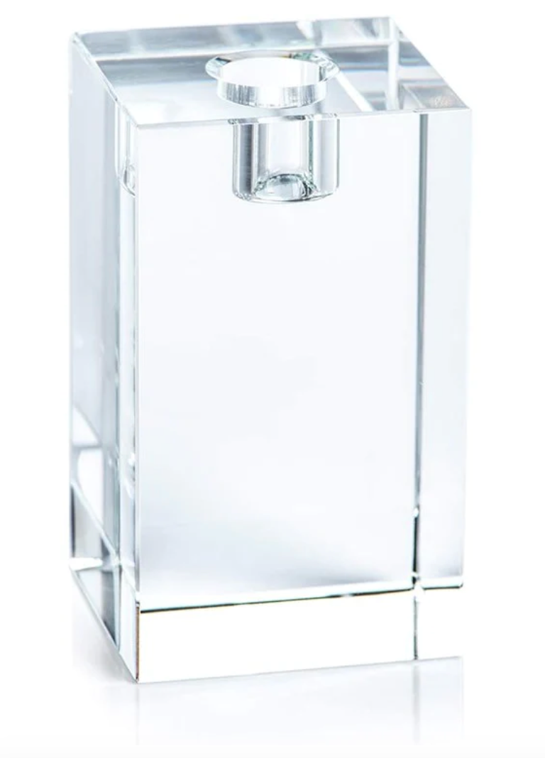 Zodax Square Crystal Glass Taper Holder