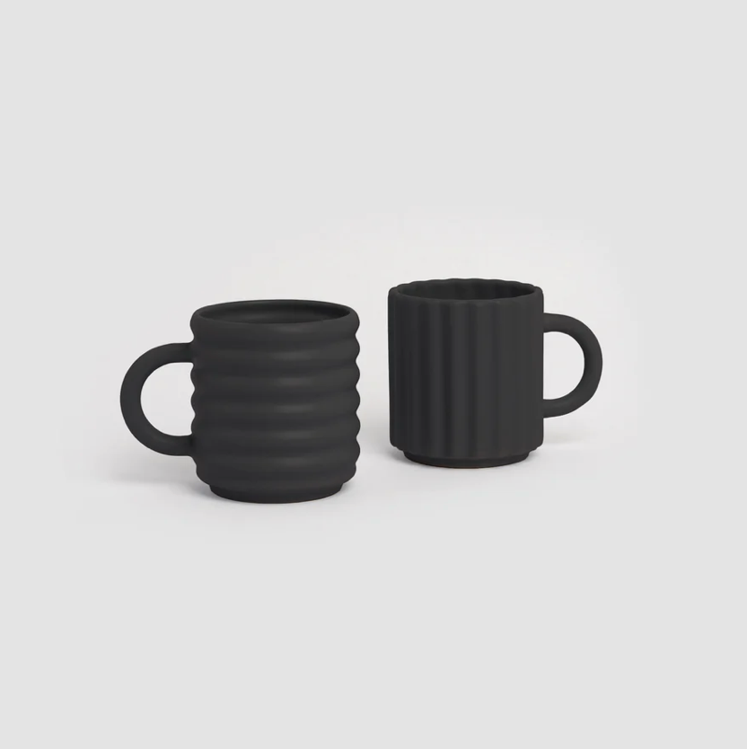 Form and Seek Black Mugs set of 2