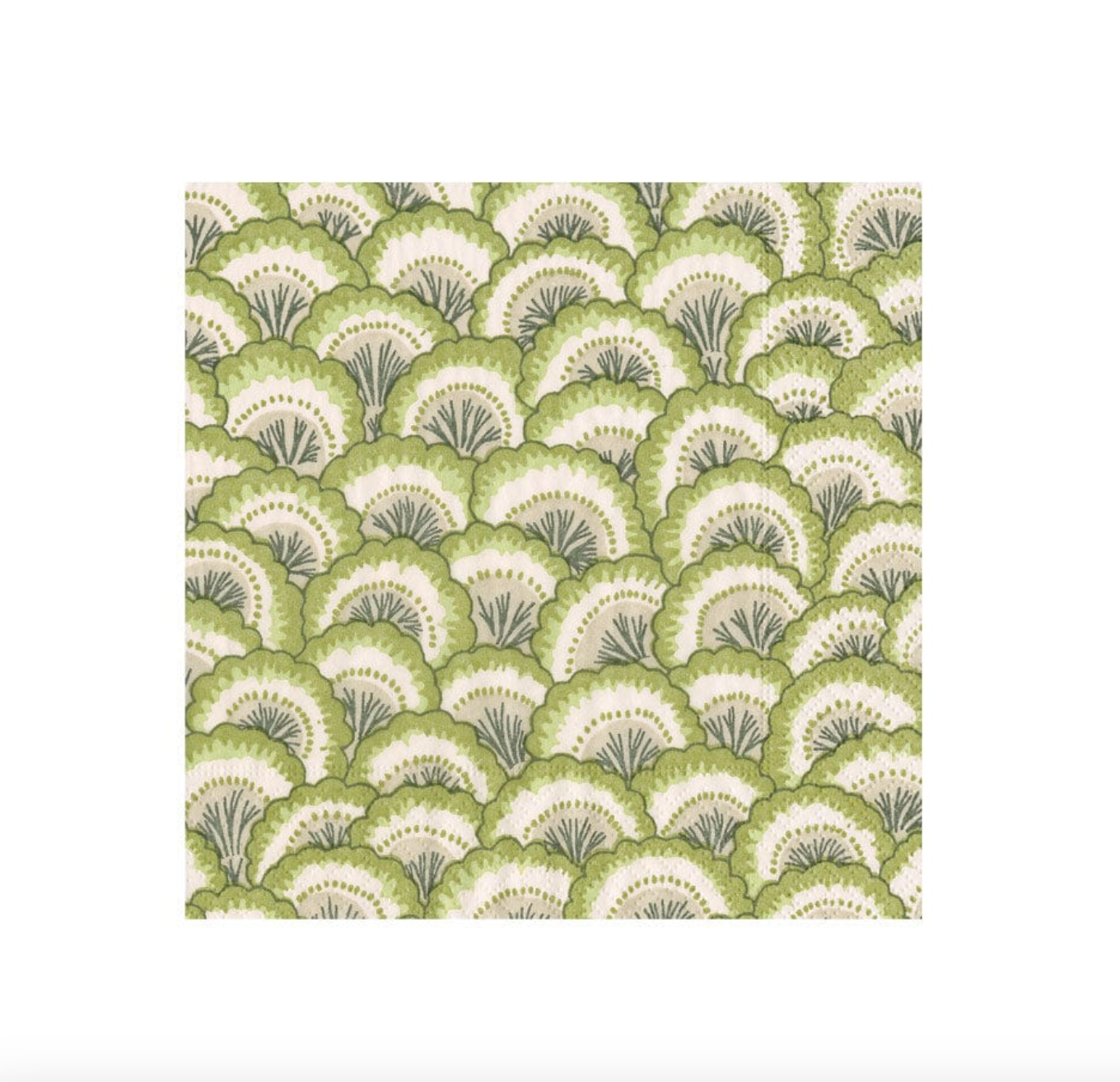 Caspari Pontchartrain Scallop Green Boxed Cocktail Napkins