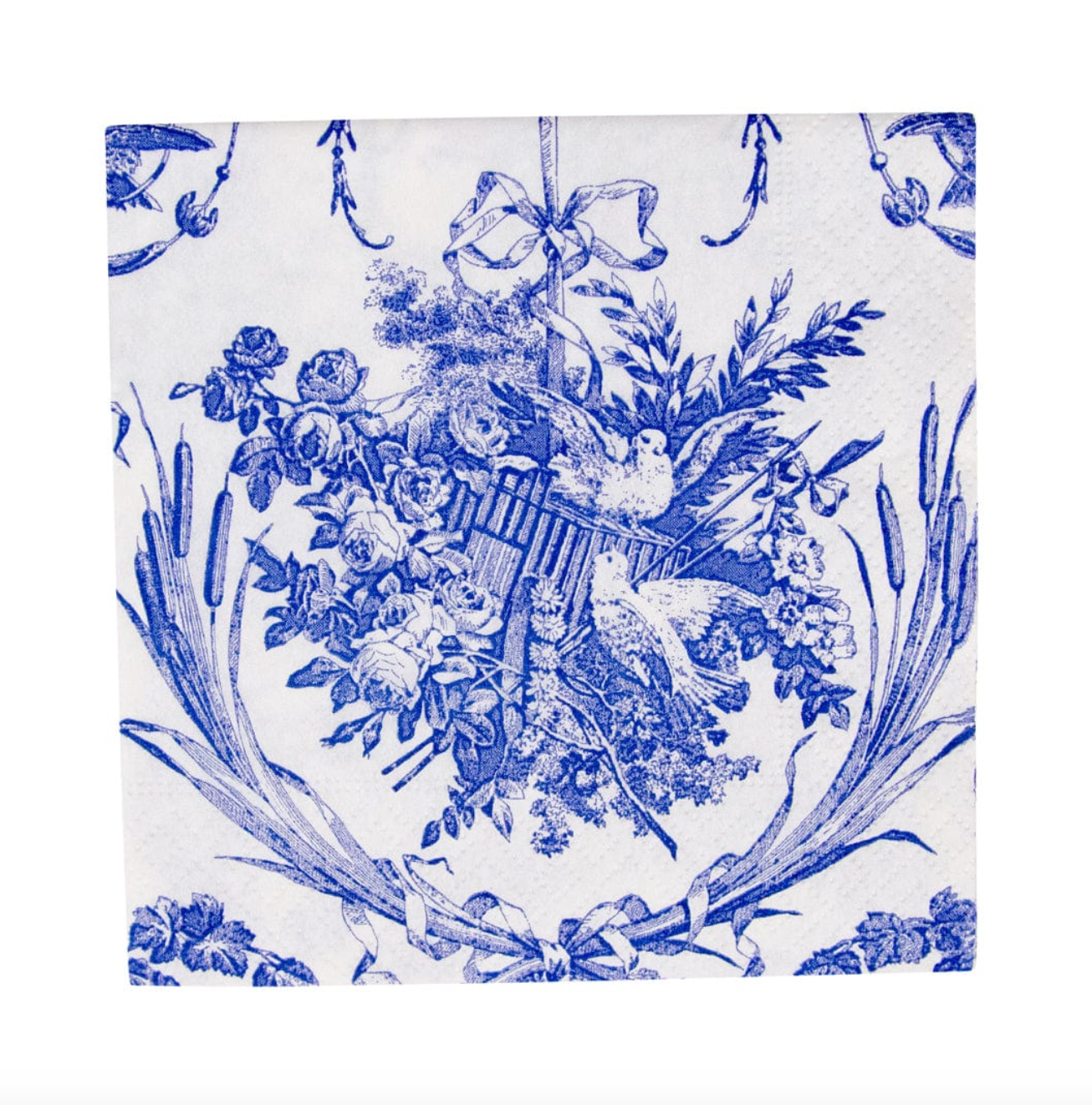 Caspari Romantic Toile Rose Cocktail Napkin - Thumbnail 2