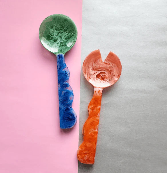 Beatriz Ball VIDA Resin Salad Servers Orange & Blue - Thumbnail 5
