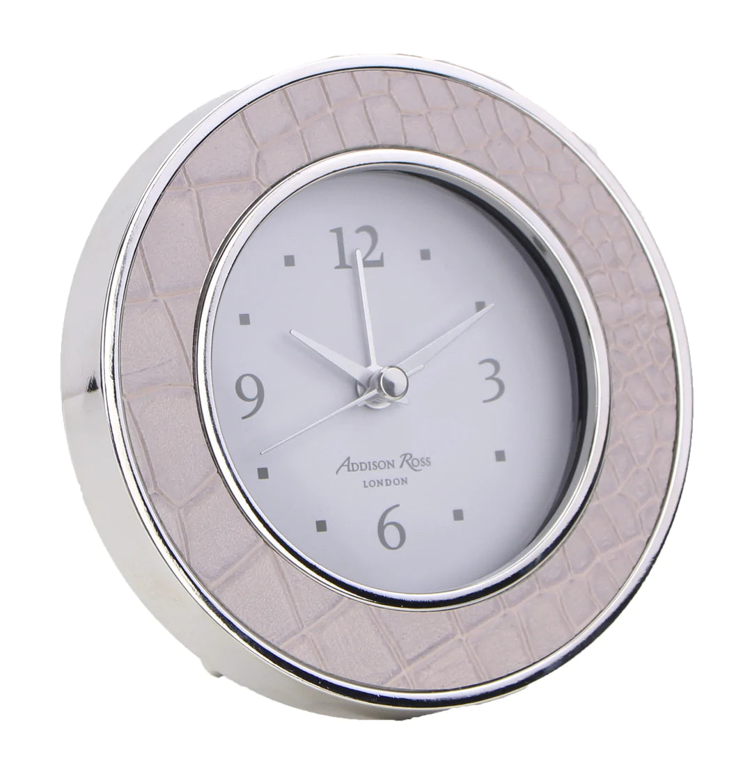 Addison Ross Round Mocha and Silver Croc Clock - Thumbnail 2