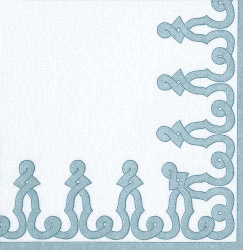 Caspari Dessin Passementerie Stone Blue Beverage Napkins