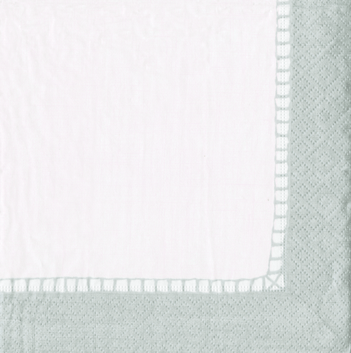 Caspari Linen Border Silver Beverage Napkins