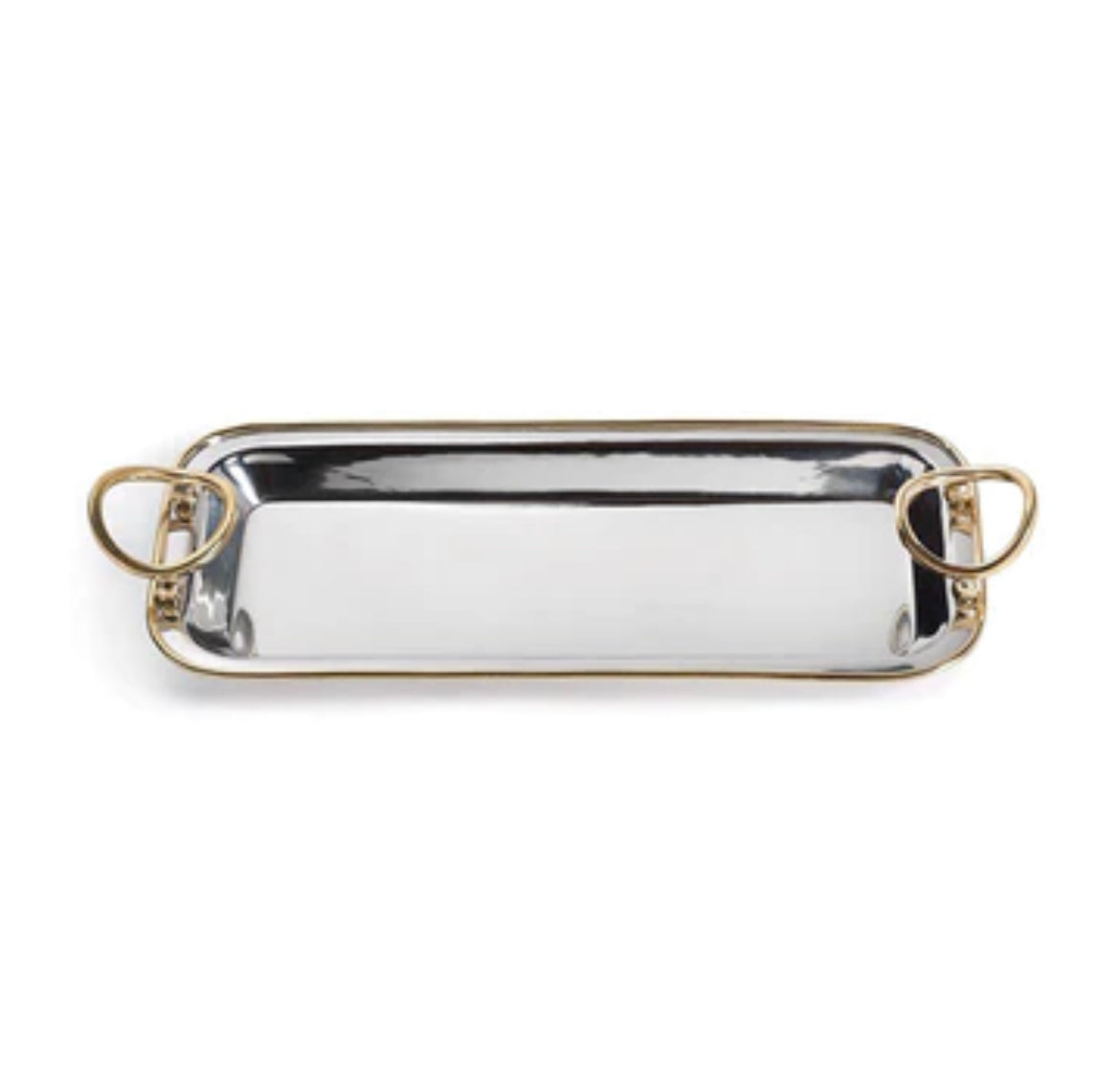 Zodax Polished Nickle and Gold Precious Tray - Thumbnail 2