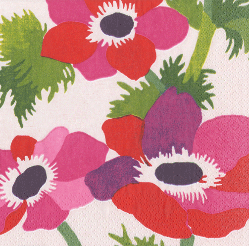 Caspari Poiret Floral Ivory Beverage Napkins