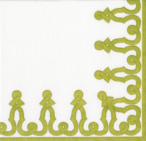Caspari Dessin Passementerie Mist Green Cocktail Napkins - Thumbnail 2