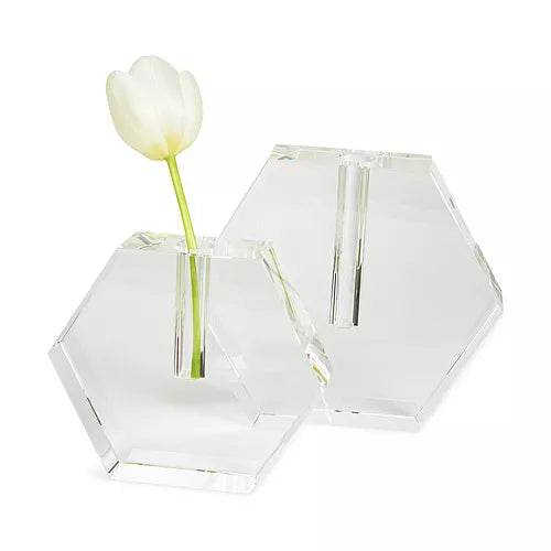 Tizo Hex Flat Crystal Bud Vase - Small